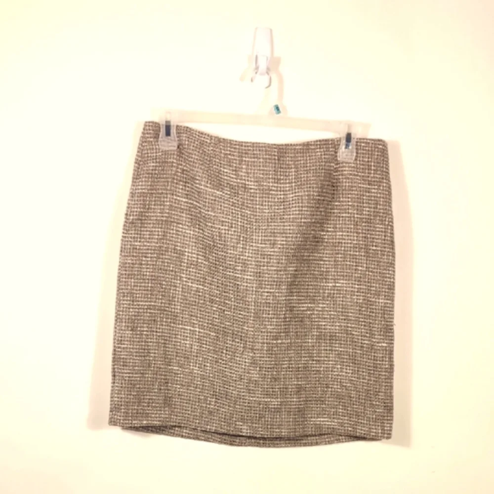 Dalia Collection Brown Tweed Pencil Skirt Knee-Length 14